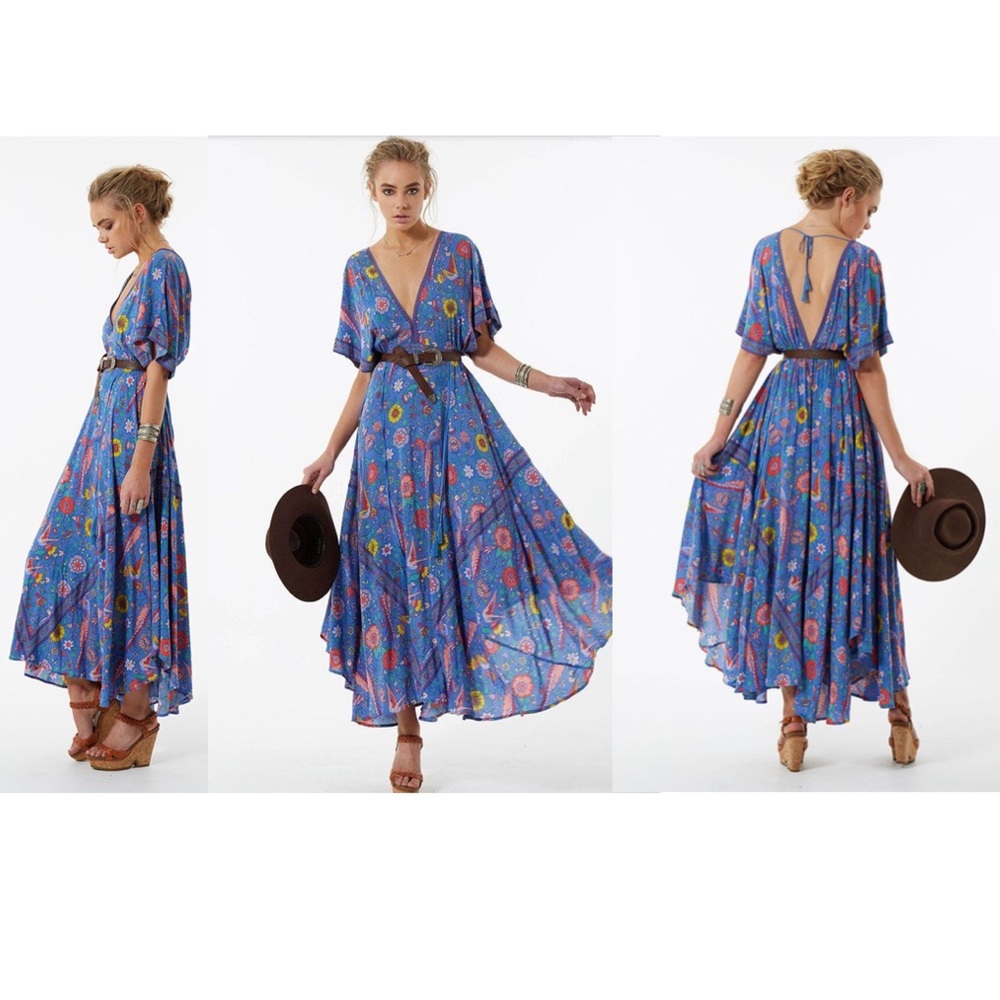 Love Bird Half Moon Gown In Blue